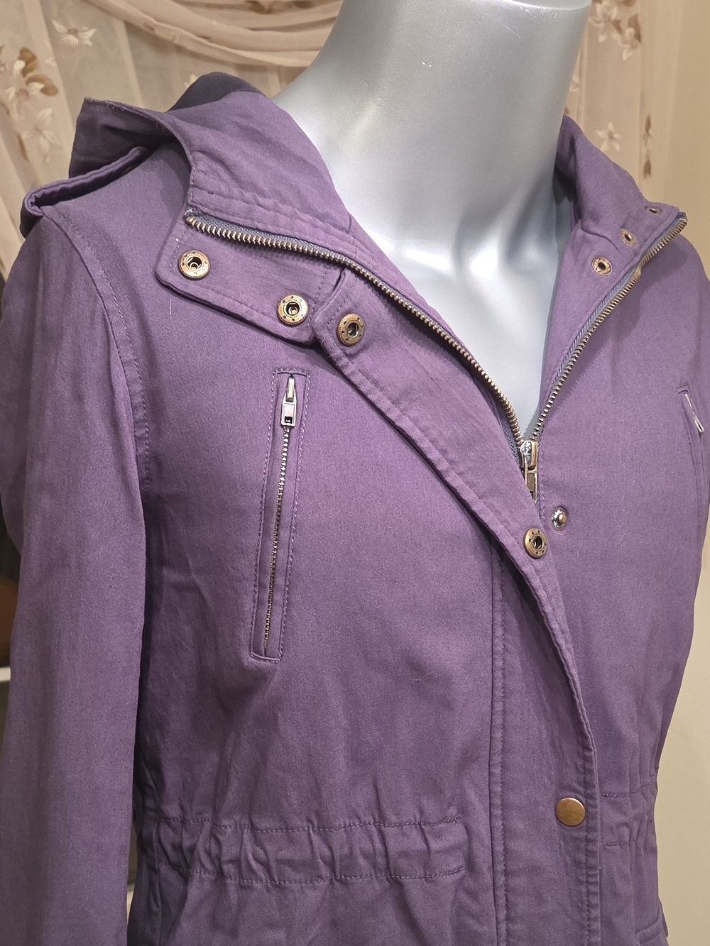 Eden Society Women’s Purple Mid-Length Hooded Anorak Zip/Snap Jacket S EJ16389